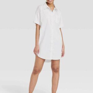 NWT A New Day Women's Short Sleeve Shirtdress White